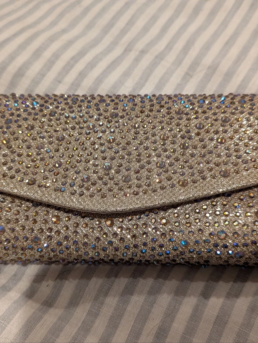 Crystal Embellished Champagne Evening Clutch